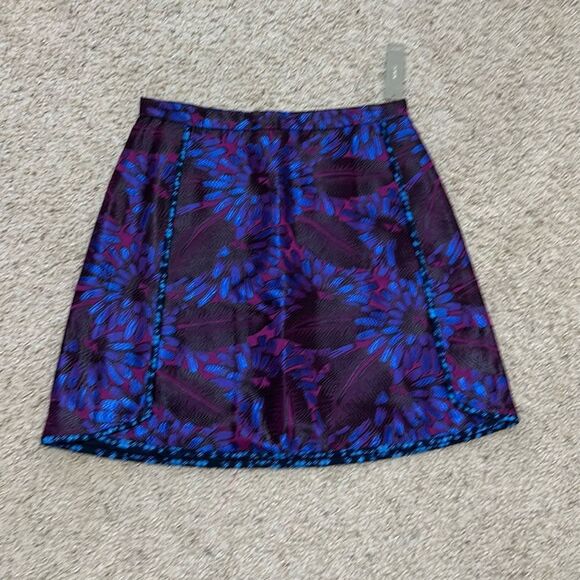 NWT J. Crew Jacquard Mini A-Line Skirt Midnight Floral Bold Purple Pink Black - Picture 2 of 9